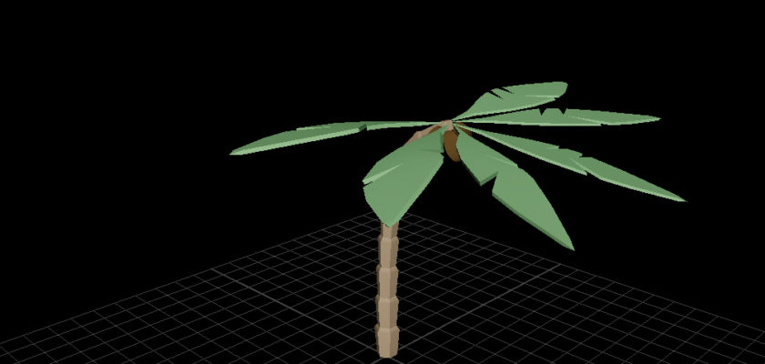 3D Model a Low Poly Palm Tree with Coconuts
