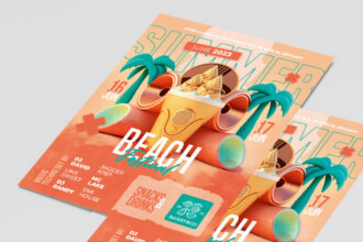 FREE Summer Beach Party Festival Flyer Mockup PSD