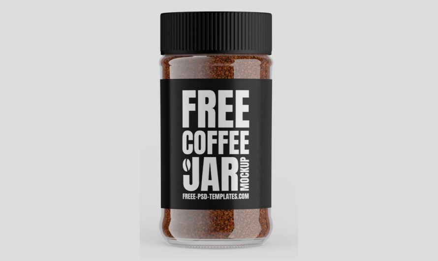 A free coffee jar packaging packshot PSD mockup template for download