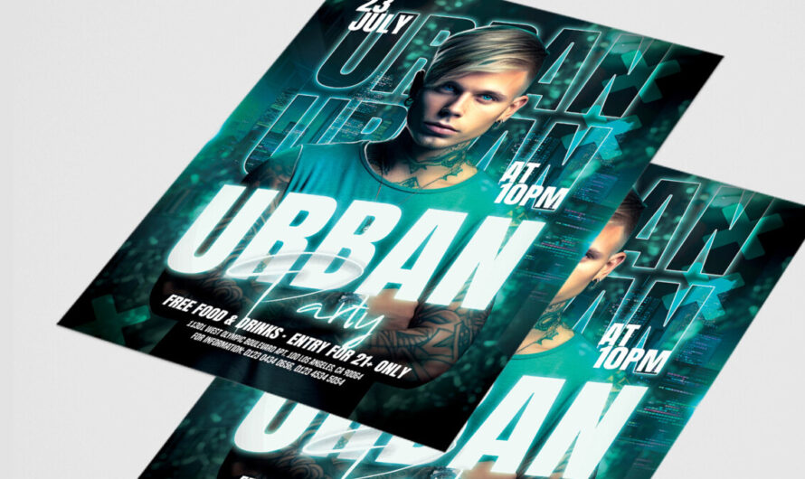 A free high resolution nightclub and bar flyer with urban style, mock-up template for download