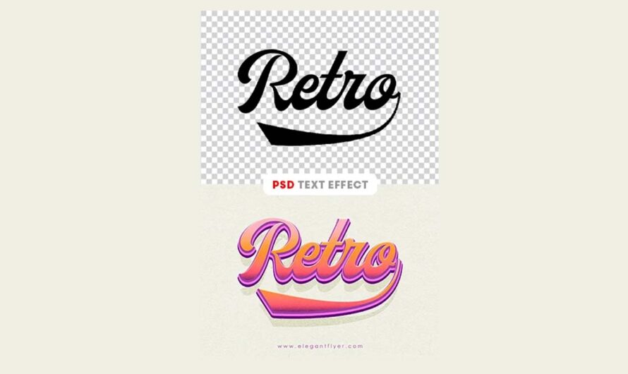 A free retro,1950s,1960s,1970s, American font style text effect, PSD for photoshop – mock-up template for download