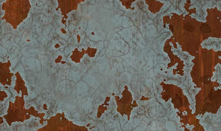 A Free CC0 Public Domain Painted Teal Rusted Metal, Steel, Iron Texture, Flaking Paint For Photoshop Designs and 3D models