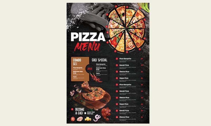 A free takeaway, pizza menu, fast food menu, pizza shop poster & flyer, mock-up template for download