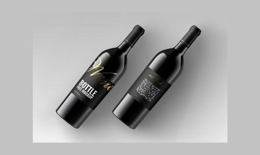 A Free Red Wine, Wine Bottle, Black Wine Bottle Photoshop PSD Mock-up Template for Download