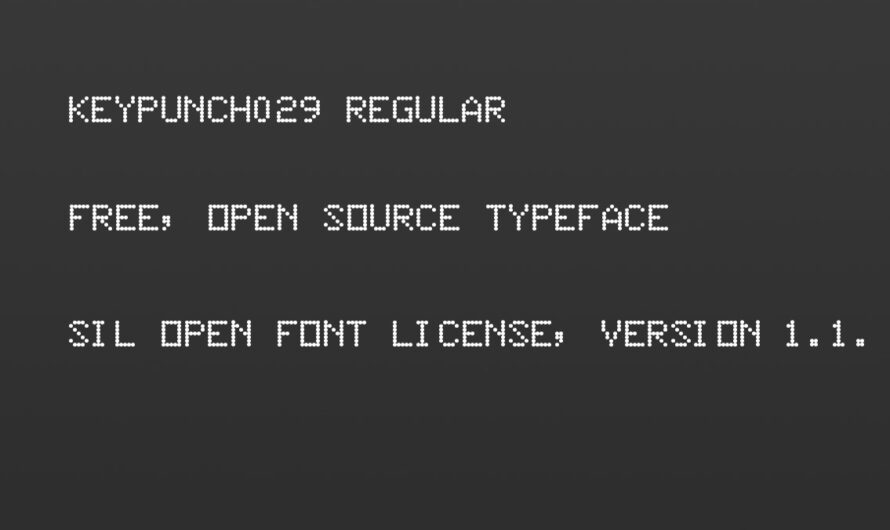 A free open source, 1980’s style, monospaced font, KeyPunch029 Typeface