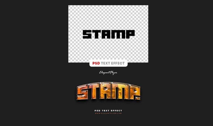 A free stamp, stamped, branded text effect PSD for photoshop