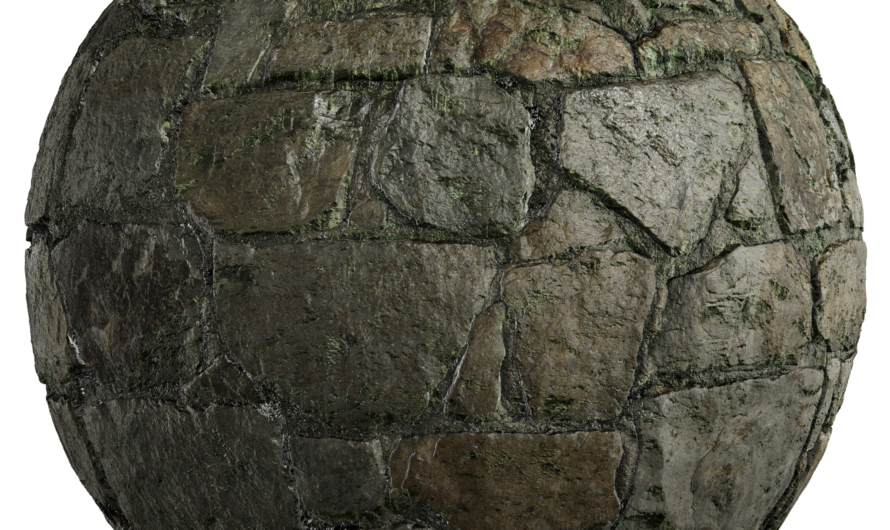 A Free CC0 public domain PBR material texture – old stone brick, mossy dirt old stone road, dirt and mud stone brick, dark stone brick 3D model, photoshop and blender texture