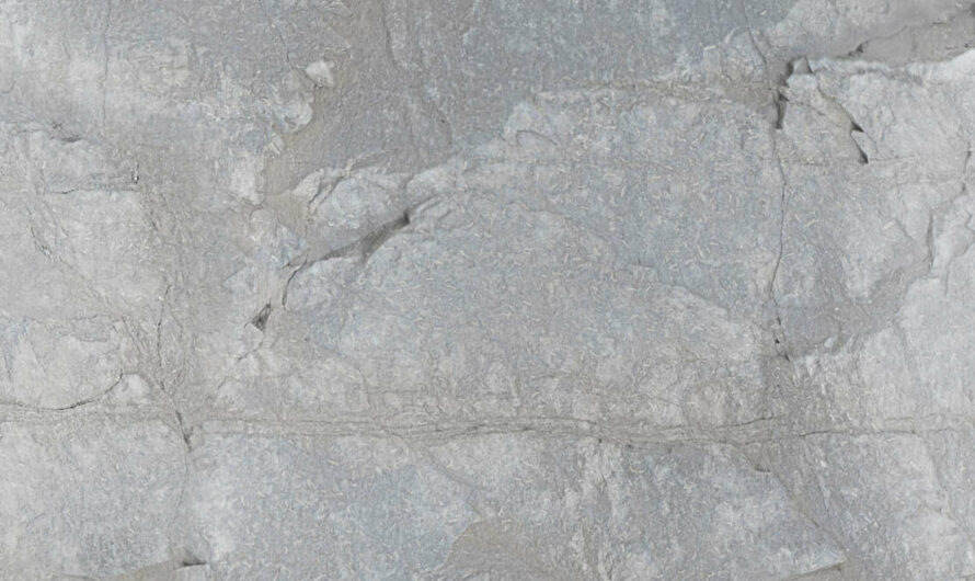A Free CC0 public domain PBR material texture – rough light grey, white cliff rock with smooth edges, looks like concrete or cement by texture. suitable for stone, cliffs, walls, roads, terrain and rocks for use with 3D models, photoshop and blender